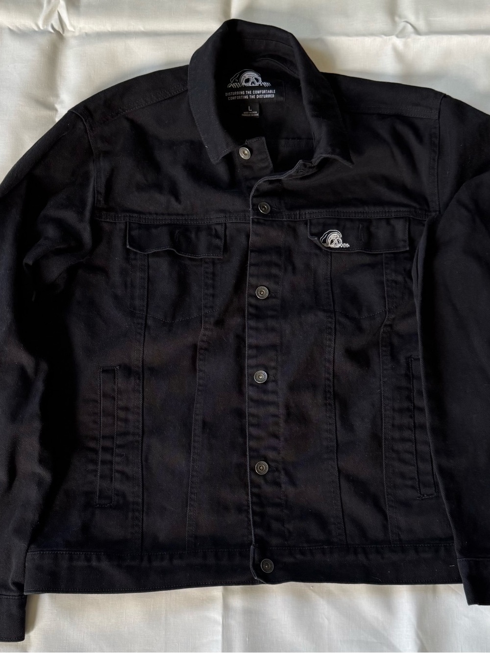 Sketchy Tank Black Men's Denim Jacket  #Reaper